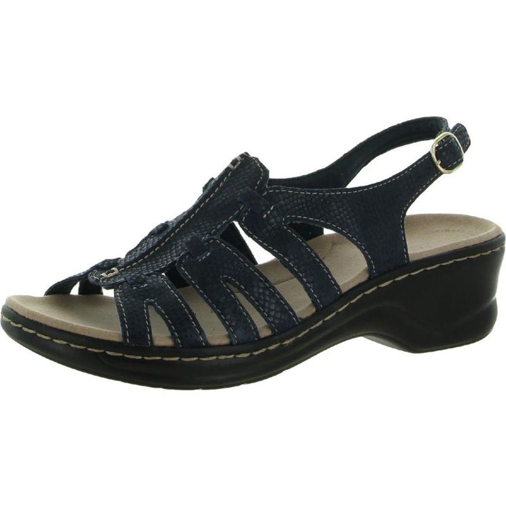 Clarks Womens Lexi Marigold Q Navy Leather Caged Strappy Sandals Shoes NWT